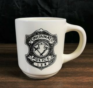 Vintage Cincinnati Police Department 139 Cpd Badge Coffee Mug Cup