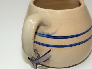 Antique Vintage Stoneware Pitcher Pottery Crock with Blue Band/Stripes Primitive 4