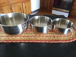 Vintage Stainless Steel Mixing Bowls (set Of 3) 7 ",  6 ",  5 "