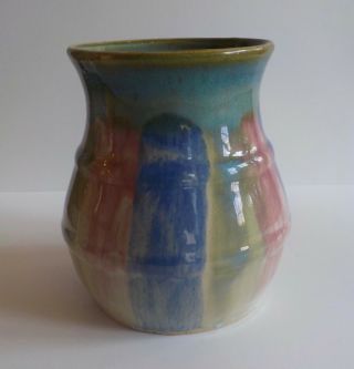 Vintage Antique Hull Arts & Crafts Pottery Vase 40 Striped Stoneware 1920 ' s 3