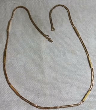 Vintage Crown Trifari Goldtone Metal Herringbone & Bar Link Chain 30 " Necklace