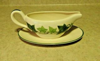 Vtg Franciscan Earthenware Ivy Pattern Gravy Boat W/attached Underplate