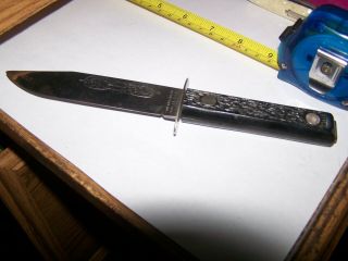 VINTAGE FIXED BLADE KNIFE PROVIDENCE CUTLERY CO.  R.  I.  FISH & BUCK ETCH 8 3/4 IN. 2