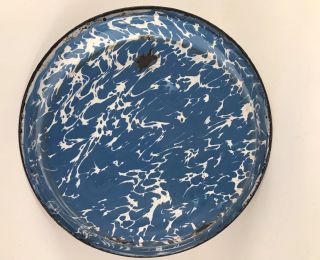 Vintage Blue & White Splatter Pattern Granite/enamel Ware Pie Plate