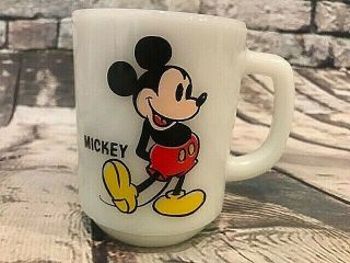 Vintage " Mickey " White Glass Mug,  Pepsi Collector Series Walt Disney