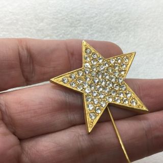 Vintage STAR STICK PIN Clear Glass Pave Rhinestone Costume Jewelry 3