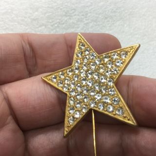 Vintage STAR STICK PIN Clear Glass Pave Rhinestone Costume Jewelry 4