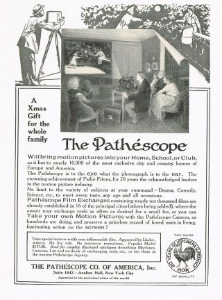 1910s Vintage Pathescope Motion Picture Film Projector Photo Print Ad