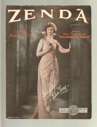 Zenda 1922 Rex Ingram Silent Film Alice Terry Movie Vintage Sheet Music