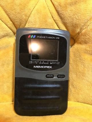 VIntage Memorex Pocket Vision 26 TV,  Case Portable Hand Held LCD Television 2
