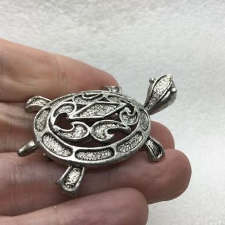 Signed JJ Vintage TURTLE BROOCH Pin Silver Tone Animal Costume Jewelry 5