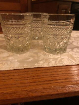 Vintage Anchor Hocking Wexford Old Fashioned Low Ball Whiskey Glasses Set Of 3