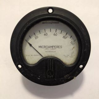 Vintage Westinghouse Nx - 35 Microamperes 0 - 100 Direct Current Panel Mount Meter