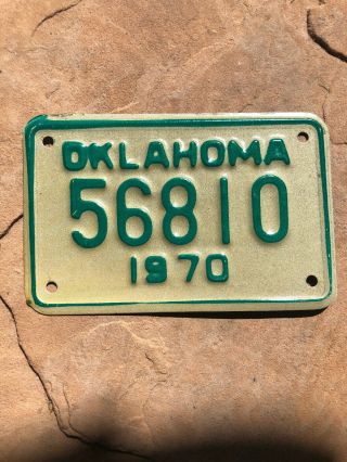 Vintage Oklahoma 1970 Motorcycle License Plate,  34661