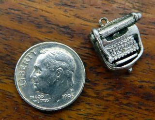 Vintage Sterling Silver Old Fashioned Typewriter Secretary Office Writer Charm