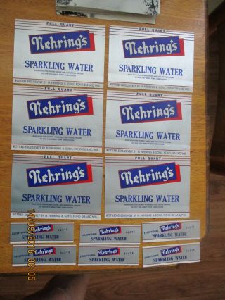 6 Vintage Nehrings Sparkling Water Bottle Labels Fon Du Lac Wis