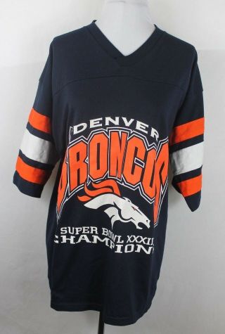 Vintage Denver Broncos Nfl Orange Blue Shirt 1998 Superbowl Xxxii Mens Medium