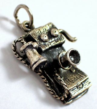 Vtg Danecraft Sterling Silver Antique Wall Phone Telephone Charm Pendant