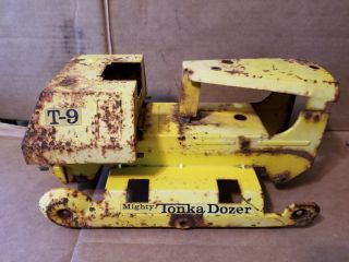 Mighty Tonka T - 9 Bulldozer PARTS VINTAGE PRESSED STEEL TOY 2