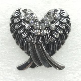 Vintage Angel Wings Brooch Pin Clear Glass Rhinestone Costume Jewelry