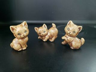 Vintage Mini Cat Kittens Figurines - Set Of 3