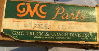 Nos Vintage Gmc Clutch Disc 2278428 1940s 1950s 1960s 2120731 Pickup Chevy