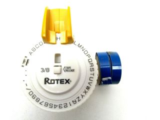 Vintage Rotex 3/8 " Label Maker Yellow Canary With 2 Labelon Rolls Light Use