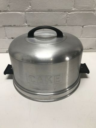 Kromex Aluminum Cake Carrier With Locking Lid Storage Holder Pie 1950s Vintage