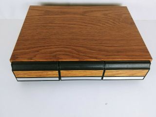 Vintage Faux Wood 42 Cassette Holder 3 Drawer Storage Case