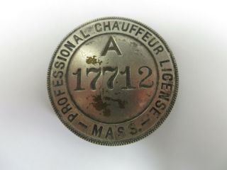 Vtg Early 1900 ' s MASSACHUSETTS State Chauffeur Badge No.  17712 Driver License Pin 2