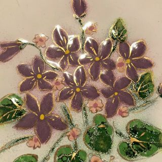 Vintage Mid Century Modern Enamel On Copper Art Plate Flowers 8.  25 " Signed