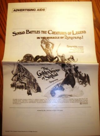 Golden Voyage Of Sinbad Movie Pressbook Vintage Film Ad Caroline Munro