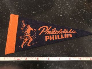 Vintage Late 50s/early 60s Philadelphia Phillies Mini Felt Pennant