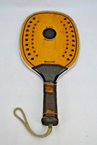Vintage Marcraft Black Beauty Aluminum Frame Maple Wood Paddle Ball Racquet Ny