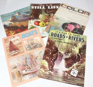 Vintage How To Art Books Walter Foster 5 Painting Roads Rivers Boats Ships Oil