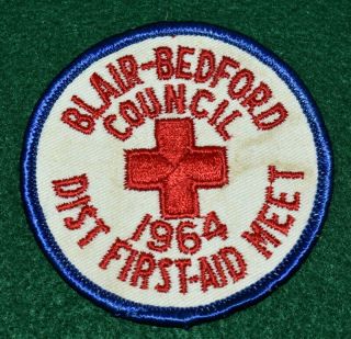 Vintage Boy Scout Patch - 1964 First - Aid Meet - Blair - Bedford Council