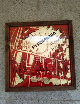 Vintage Def Leppard Pyromania Concert Mirror Carnival Glass Poster 13 " X 13 " 80s