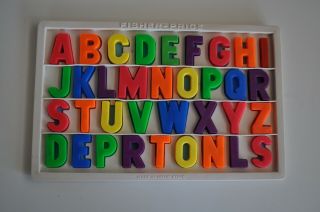 Vintage Fisher Price Magnetic Alphabet Board Tray Puzzle Extra Letters