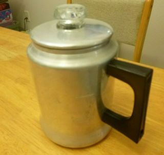 Vintage 5 Cup Aluminum Coffeepot Perculator With Basket & Stem 5
