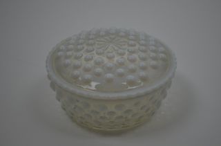 Vintage Hobnail Glass Jar With Lid Candy White Clear Small