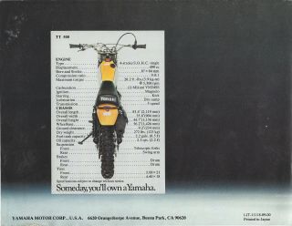 VINTAGE 1978 YAMAHA XT500 XT 500 SALES BROCHURE / LITERATURE MOTORCYCLE 3