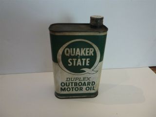Vintage Quaker State Duplex Outboard Motor Oil Can - One Quart - Oil City -