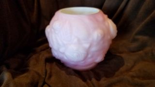 Fenton For L.  G.  Wright Cased Pink Puffy Satin Glass Rose Bowl Vase Vintage Euc