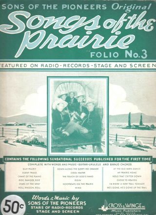 Songs Of The Prairie Folio 3 Sheet Music Songbook Vintage Piano Guitar Banjo