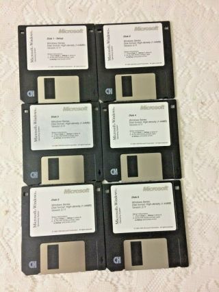 Microsoft Windows Os Operating System Version 3.  11 3.  5 " Floppy Disk Setup Vtg