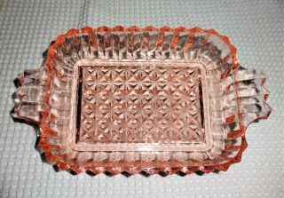 Vintage Art Deco Pink Depression Glass Boudoir Vanity Small Jewelry Tray