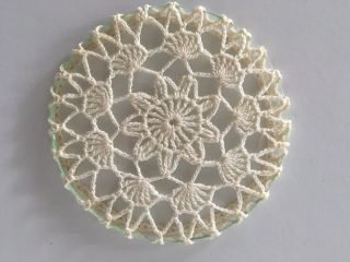 Vintage Coasters Crochet Lace Over Glass Cream Ivory Set Of 11