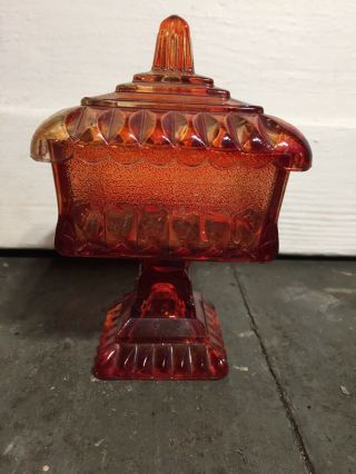 Vintage Ruby Red Glass Compote Candy Dish