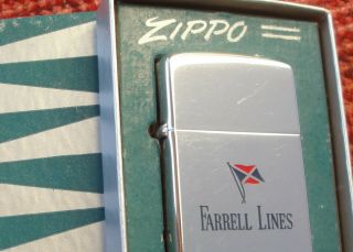 1962 Vintage Zippo Farrell Lines S.  S.  African Neptune Ship Lighter 2 Sided W Box