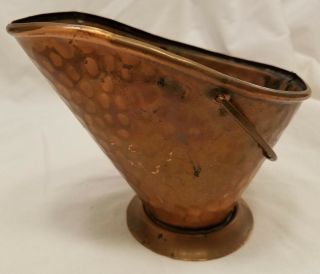 Vintage Hammered Copper Miniature Coal Bucket With Handle